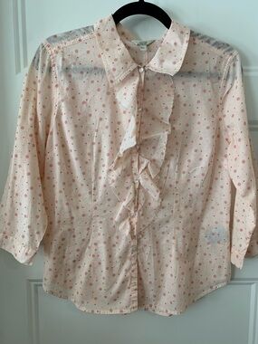 Jacob , women's light cotton blouse with ruffles light peachy color